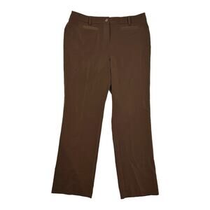 Additions by Chicos Pants Size 1.5 M 10 Flat Front Brown Trousers Straight Leg